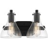Possini Euro Design Sorren Modern Wall Light Sconce Matte Black Hardwire 13 1/4" 2-Light Fixture Clear Glass Shade for Bedroom Bathroom Living Room - 3 of 4