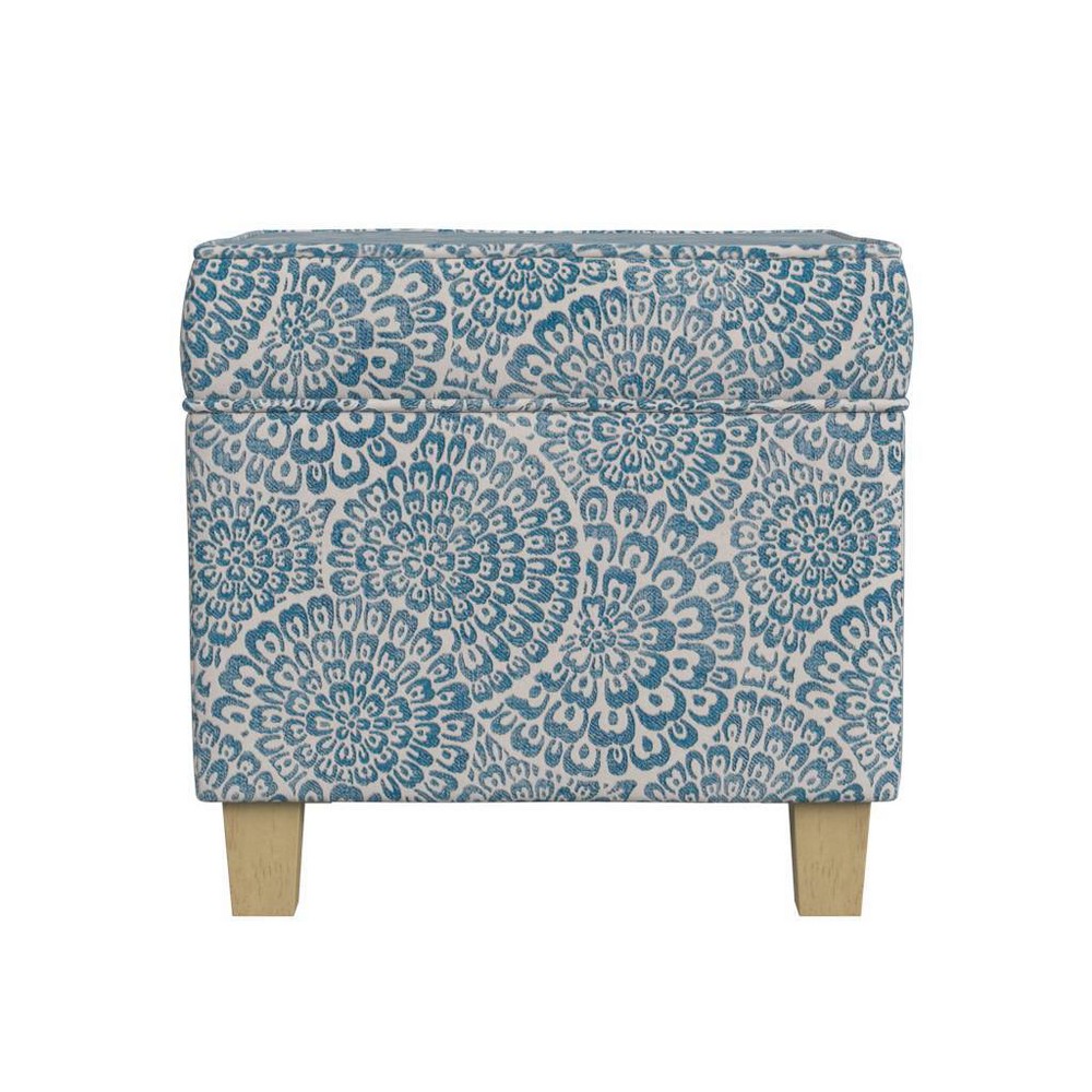 Photos - Pouffe / Bench Cole Classics Square Storage Ottoman with Lift Off Top Blue and Cream Flor