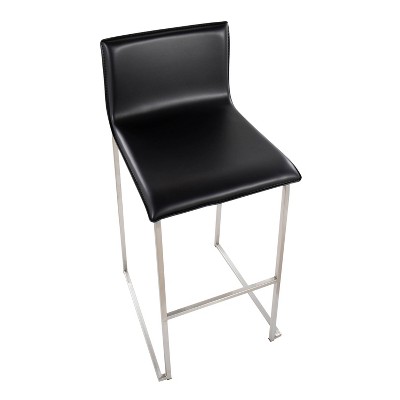 Mara Black Faux Leather Metal Barstool Set of 2