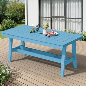 Hyleory Modern HDPE Outdoor Dining Table with Umbrella Hole, Weather-Resistant Patio Table for 4–6 People - 1 of 4