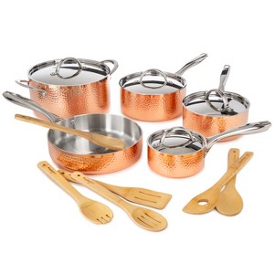 BergHOFF Vintage Tri-Ply Copper Stainless Steel Cookware Set With Stainless Steel Lids, Gold - 1 of 4