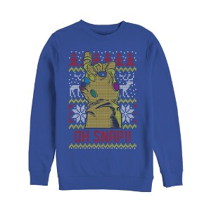 Men's Marvel Ugly Christmas Oh Snap Thanos Sweatshirt - 1 of 3