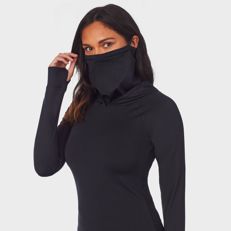Warm Essentials by Cuddl Duds Women's Thermal Active Balaclava Top - Black, 3 of 10