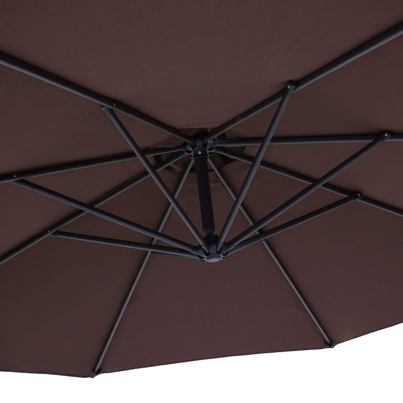 Sunnydaze Outdoor Steel Offset Cantilever Pool Patio Umbrella with Crank and Cross Base - 10', 6 of 16