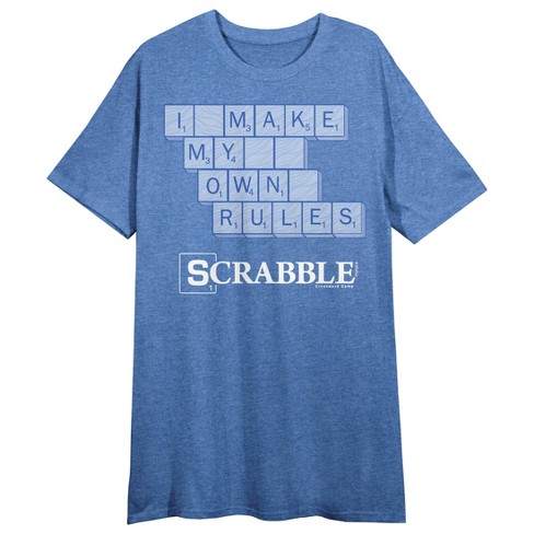 Scrabble I Make My Own Rules Crew Neck Short Sleeve Blue Heather Women s Night Shirt