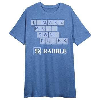 Scrabble I Make My Own Rules Crew Neck Short Sleeve Blue Heather Women's Night Shirt