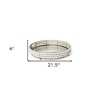 HomeRoots 22" Antiqued Gold And White Metal Wood And Mirrored Glass Round Vanity Tray - 3 of 4