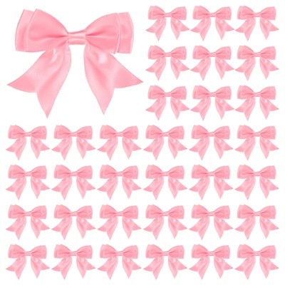 Unique Bargains Polyester Durable Craft Decorative Gift Double-Deck Pre-Tied Bows 3.6x2.2 Inch 50 Pcs