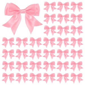 Unique Bargains Polyester Durable Craft Decorative Gift Double-Deck Pre-Tied Bows 3.6x2.2 Inch 50 Pcs - 1 of 4