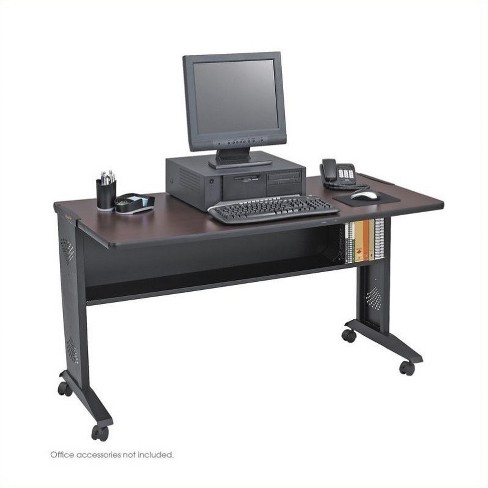 54 Reversible Top Mobile Metal Computer Desk In Brown Safco