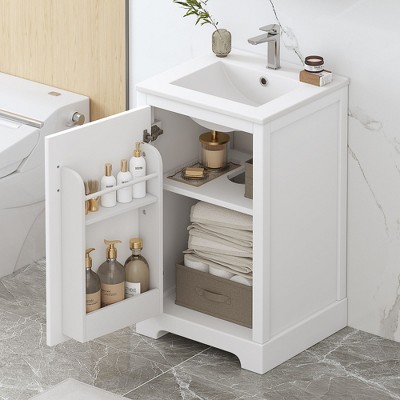 NicBex Bathroom Vanity with Sink,Bathroom Sink Vanity with Soft Closing Door,18/18.3/18.5 inch Bathroom Sink Cabinet for Bathroom,White/Black