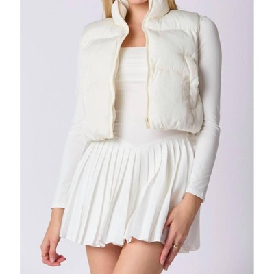 Women's Cropped Puffer Vest - Peach Love L