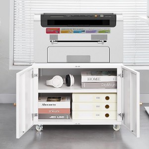 Metal Printer Cabinet with File Storage, Mobile 3D Printer Stand with Doors and Adjustable Shelf, Under Desk File Cabinet for Home Office - 1 of 4