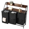 Laundry Sorter, Large Laundry Hamper with Metal Frame and Wooden Tabletop, Freestanding Storage Organizer Baskets with Pull-Out - 2 of 4