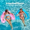 Jasonwell 2-Pack Inflatable Pool Chairs with Cup Holders, 49"x35" Blow-up Hammock Noodle Mat for Summer Fun, Blue & Pink - 3 of 4