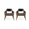 Outdoor Acacia Wood Club Chairs Set of 2,Water Resistant Fabric Cushions Patio Garden Chair,Modern Wood Club Chair for Backyard-Coolbibila - 3 of 4