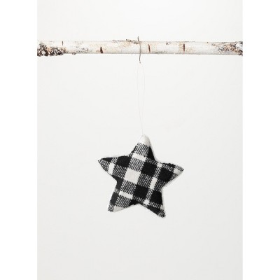 Sullivans Plaid Star Ornament 5.25"H White & Black