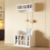 4-In-1 Particle Board Hall Tree Entryway With Bench And Wall Mounted Storage,Coat Rack And Shoe Storage,For Hallways,Living Room-Cuddlewood - 2 of 4