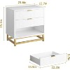 Homhougo 3 Drawer Dresser, Wood Chest Drawers with Storage for Closet, Bedroom, Drawers Dresser Modern Bedside Nightstand with Gold Handles, Grey - 2 of 4
