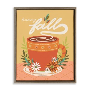 Stupell Industries Autumnal Mug & Flowers Floating Frame Canvas Art - 1 of 4