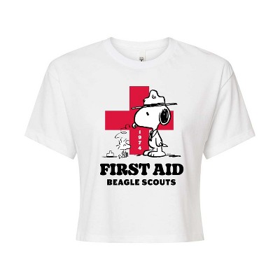 Women's - Peanuts - First Aid Beagle Scouts Cropped Graphic T-Shirt
