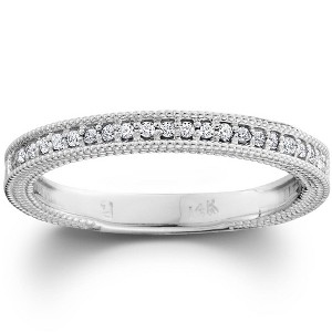 Pompeii3 Diamond Wedding Ring 1/5ctw Womens Stackable Diamond Band 10k White Gold - 1 of 4