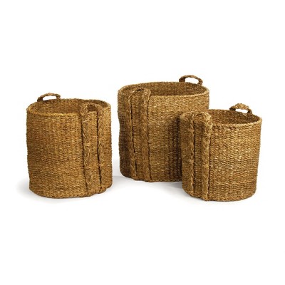 Plum & Post Seagrass Round Baskets Large, Set Of 3