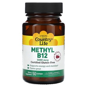 Country Life Methyl B12, Berry, 3,000 mcg, 50 Lozenges - 1 of 2
