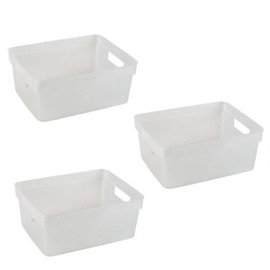 Simplify 3pk Small Glitter Totes Clear: Decorative Plastic Storage Bins, No Assembly, 0.15 Volume Capacity - 1 of 4