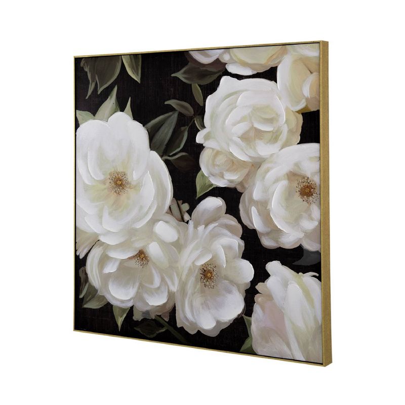 40&#34;x40&#34; Sweet Gardenias Hand Painted Framed Wall Art White/Black/Gold - A&#38;B Home, 4 of 7