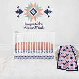 Bacati - Aztec Print Emma Coral Mint Navy 3 pc Crib Bedding Set