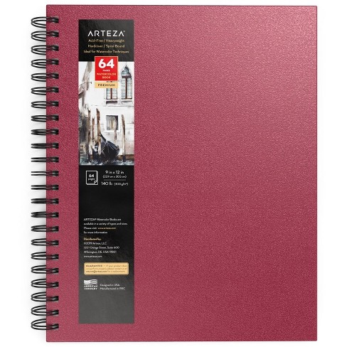 Arteza Watercolor Paper Pad, Spiral-bound Hardcover, Pink, Cold
