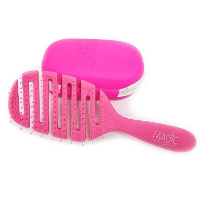 Magic Hair Brush Sports Pink, Professional Flexible Vented Hairbrush For Detangling w/ Case - Pink