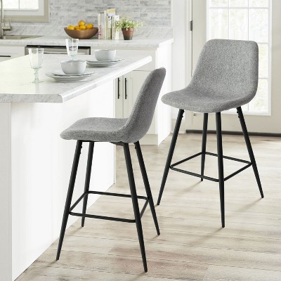 Bingo 26" Upholstered Counter Height Stool with Black Leg (Set of 2 and 4 ) , Midbar Stool for Kitchen Island, Indoor Furniture - Maison Boucle