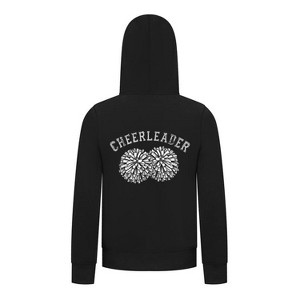 Everyday Kids Cheerleader Girls Zip Up Hoodie – Pom Pom Sketch Graphic Sweatshirt - 1 of 4