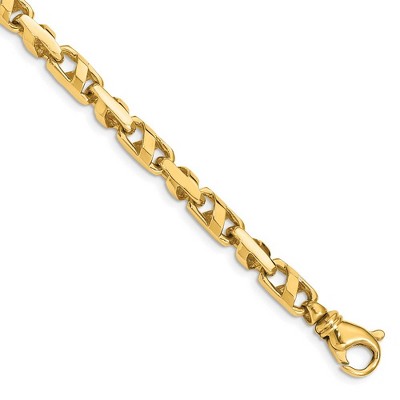Black Bow Jewelry 5.5mm 14K Yellow or White Gold Solid Fancy Anchor Chain Bracelet, 8 In