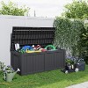 Infurnic Deck Boxes, Portable Storage Box with Large Storage Capacity for Storage Patio Furniture, Garden Tools, All Weather Use, Black, 54"*27"*29" - 3 of 4