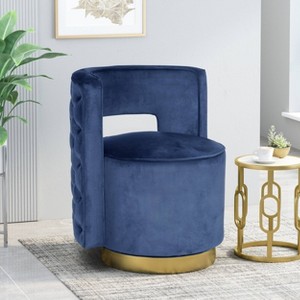 Cardan Modern Glam Round Open Back Velvet Swivel Club Chair - Christopher Knight Home - 1 of 4