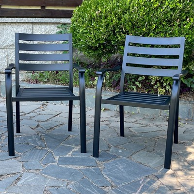 DSVIMOY Terrace Dining Chairs, 2pcs All-Weather Outdoor Dining Chairs, for Gardens, Terraces, and Swimming Pool, Black, 22.25"*25"*34.47"
