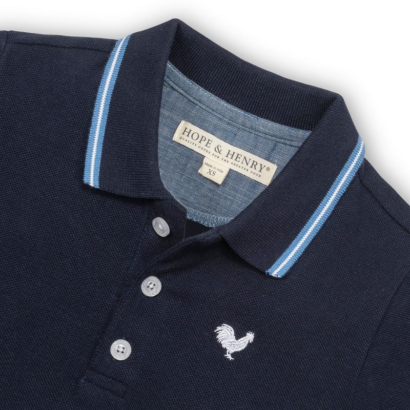 Hope & Henry Boys' Organic Short Sleeve Knit Pique Polo Shirt, Kids, 4 of 7