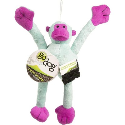 goDog Crazy Tugs Monkey Squeaker Plush Pet Toy for Dogs & Puppies, Soft & Durable, Tough & Chew Resistant, Reinforced Seams