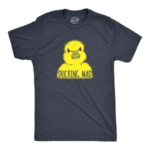 Mens Ducking Mad T Shirt Funny Angry Yellow Duck Tee For Guys - Crazy Dog Men's T Shirt - 1 of 4