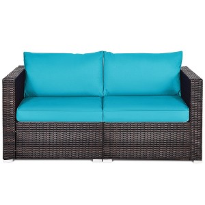 Costway 2PCS Patio Rattan Corner Sofa Sectional Furniture - 1 of 4