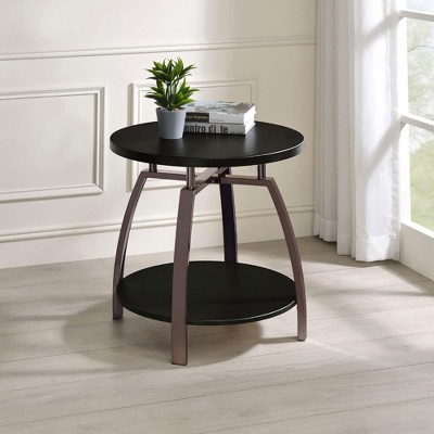 Vynxaria Dark Grey and Black Nickel End Table, Contemporary Design
