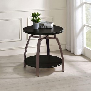 Vynxaria Dark Grey and Black Nickel End Table, Contemporary Design - 1 of 4
