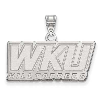 Black Bow Jewelry 10k White Gold Western Kentucky Hilltoppers NCAA Large Pendant