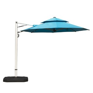 Okak 2-Tier Outdoor Umbrella with Air Vent and Center Pole, Beach Umbrella with Sturdy Metal Rids, Sun Umbrella for Garden, Backyard - 1 of 4