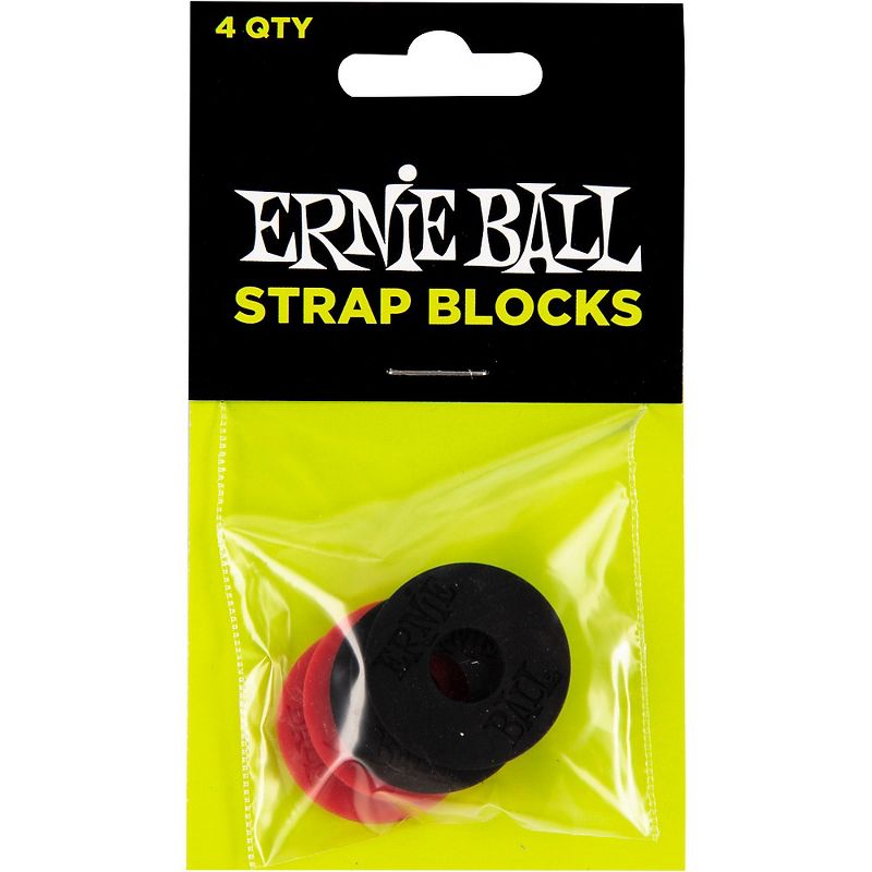 Ernie Ball Strap Blocks 4-Pack, Black and Red, 1 of 3
