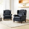 Set of 2 Amanda 33" Wide Genuine Leather Wingback Armchair with Solid Tapered Wood Legs and Nailhead Trim| ARTFUL LIVING DESIGN - 2 of 4