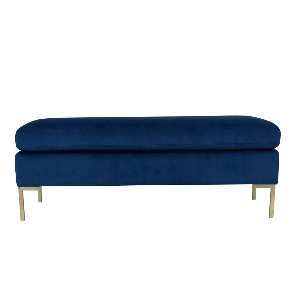 Bedford Large Velvet Decorative Bench with Pillow Top Dark Navy Blue - Homepop was $229.99 now $172.49 (25.0% off)